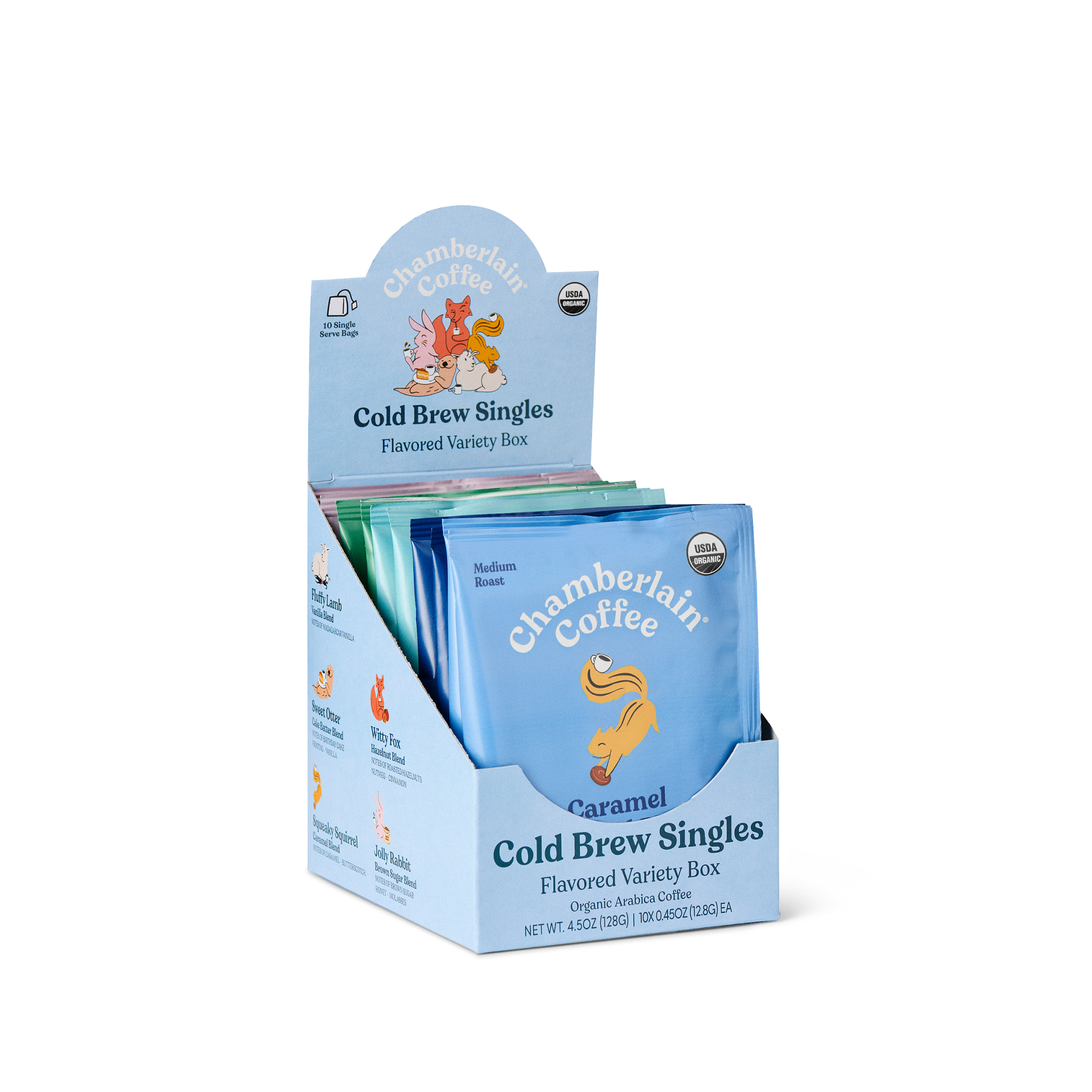 Organic Flavored Variety Cold Brew Singles  Product Shot Diagonal