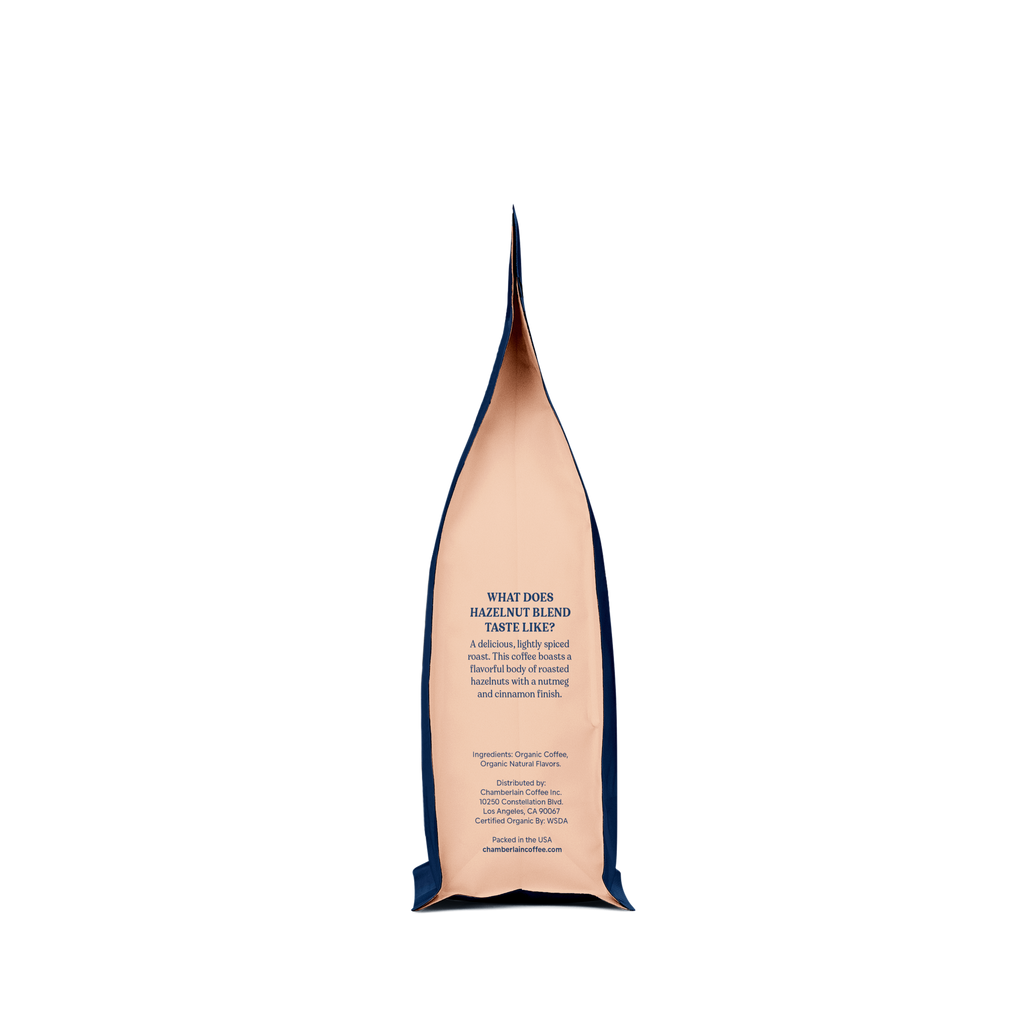 Organic Hazelnut Coffee Blend  Product Shot Side